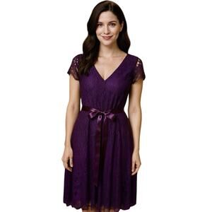 Candalite Women’s Purple sheer Lace Dress Sz 1X Whimsygoth Fairy retro EUC